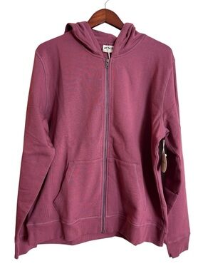 NEW Pact 100% Organic Cotton Full Zip Up Hoodie Dark Mauve Pink Size Large NWT